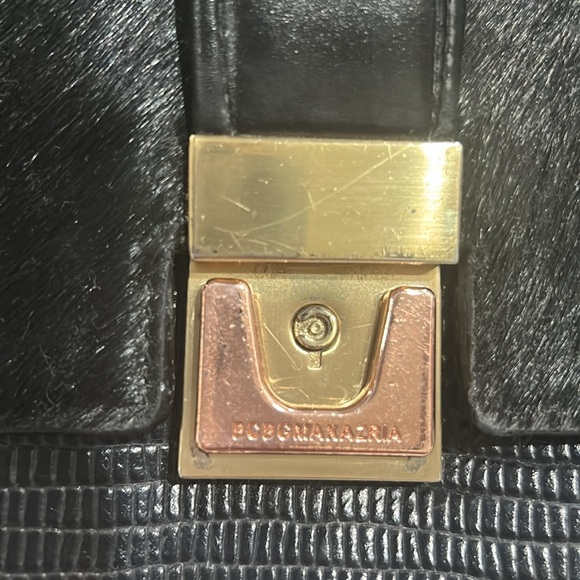 BCBG MAXAZRIA LARGE COWHIDE CLUTCH WITH REAL FUR & lock - Picture 8 of 12